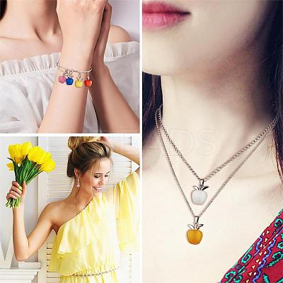 10Pcs Apple Gemstone Charm Pendant Crystal Quartz Healing Natural Stone Pendants Pink Silver Buckle for Jewelry Necklace Earring Making Crafts JX525A-1