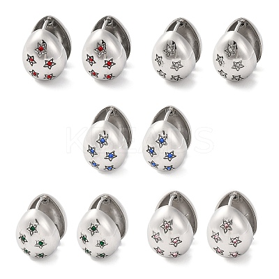 304 Stainless Steel Clear Cubic Zirconia Hoop Earrings for Women EJEW-Z076-03P-1