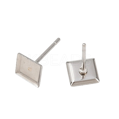 Tarnish Resistant Earring Cabochon Settings 304 Stainless Steel Ear Studs Blank Settings STAS-Q170-09-1