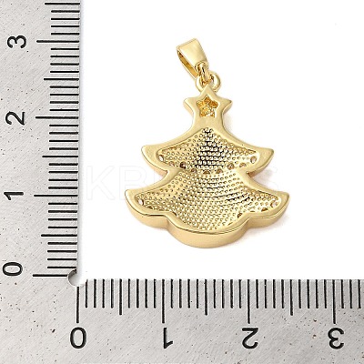 Christmas Theme Rack Plating Brass Cubic Zirconia Pendants KK-K385-119G-01-1