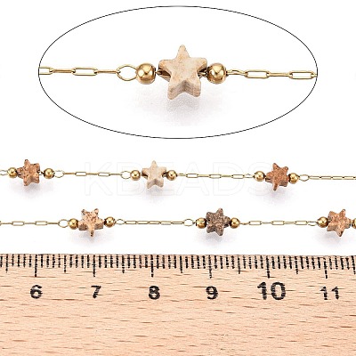 Natural Gemstone Star Beaded Chains CHS-T006-28G-1