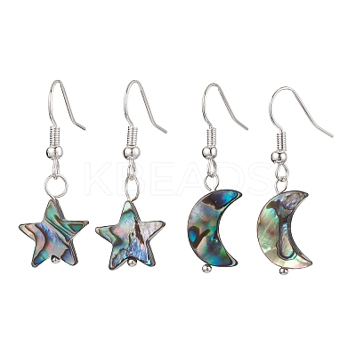 Natural Abalone Shell/Paua Shell Dangle Earring EJEW-JE05915-1