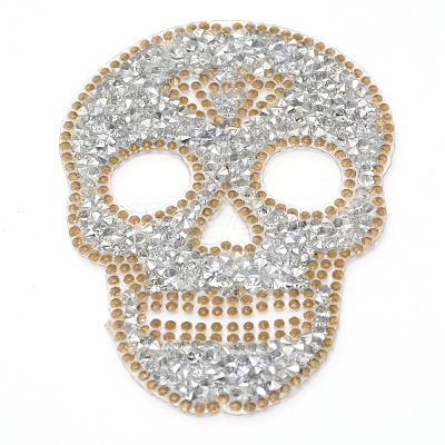 Skull Rhinestone Patches DIY-WH0199-35E-1