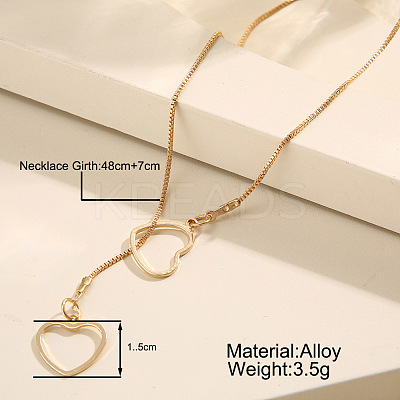Double Hollow Heart Alloy Lariat Necklaces for Women FS-WG9B5F3-02-1