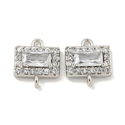 Brass Pave Clear Cubic Zirconia Connector Charms KK-P275-44P-1