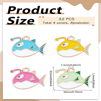 32Pcs 4 Colors Alloy Enamel Pendants ENAM-LP0001-93-1