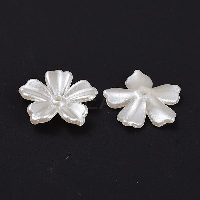 5-Petal Flower ABS Plastic Imitation Pearl Bead Caps LS-X-OACR-R016-21-1