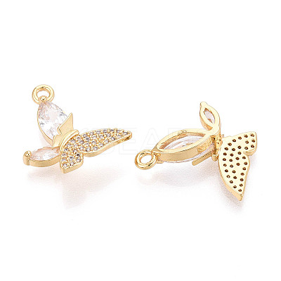 Brass Micro Pave Clear Cubic Zirconia Pendants KK-T077-37G-1