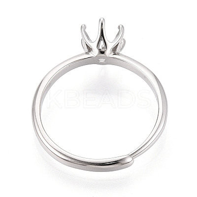 Rhodium Plated 925 Sterling Silver Engagement Solitaire Adjustable Ring Settings STER-T008-17P-1