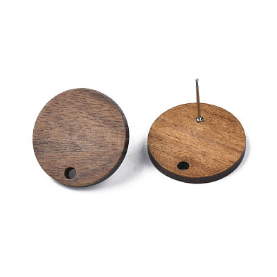 Walnut Wood Stud Earring Findings X-MAK-N032-043-1