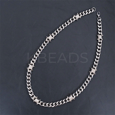 304 Stainless Steel & Zinc Alloy Thorned Cuban Link Chain Necklaces for Men FS-WGE9529-03-1