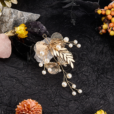 Alloy with Plastic Pearl Ornament Accessories FIND-WH20030-11C-G-1