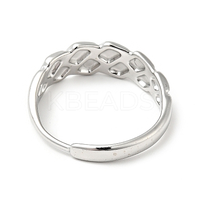 Non-Tarnish 304 Stainless Steel Textured Rhombus Adjustable Ring for Women RJEW-I085-05P-1