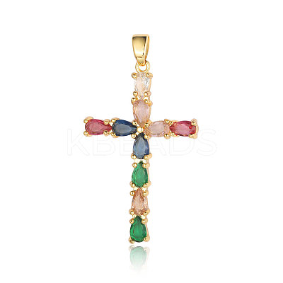 Brass Micro Pave Colorful Cubic Zirconia Pendants ZIRC-OY005-01G-1