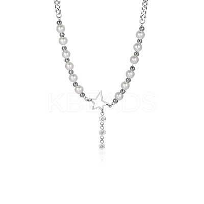 Star Pendant Necklace with Imitation Pearl TK4545-1
