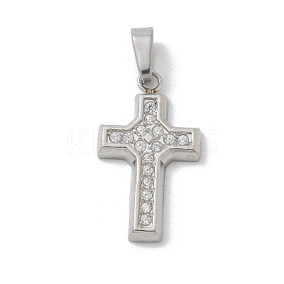 304 Stainless Steel Micro Pave Cubic Zirconia Pendants STAS-Z107-08P-12-1