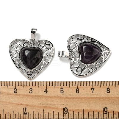 Natural Amethyst Peach Love Heart Pendants G-G158-01N-1