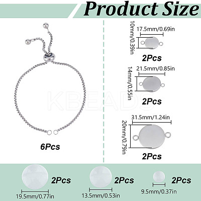DIY Blank Dome 304 Stainless Steel Slider Bracelets Making Kit DIY-GO0002-46-1