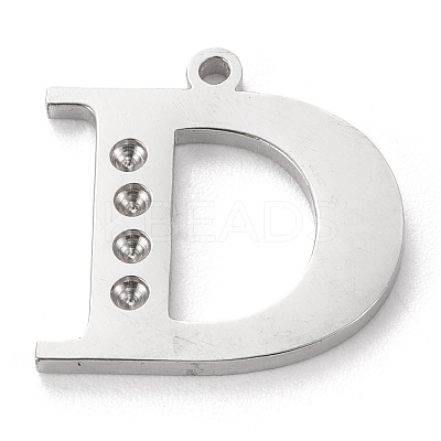 Tarnish Resistant 304 Stainless Steel Letter Pendant Rhinestone Settings LS-STAS-J028-01D-1