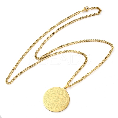 304 Stainlessa Steel Curb Chain Pendant Necklaces LS-NJEW-H034-08G-1