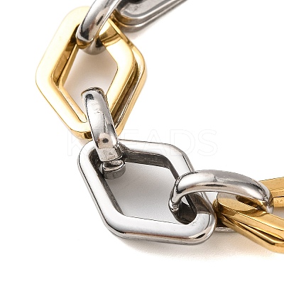 201 Stainless Steel Rhombus Link Chain Bracelets BJEW-B078-118GP-1