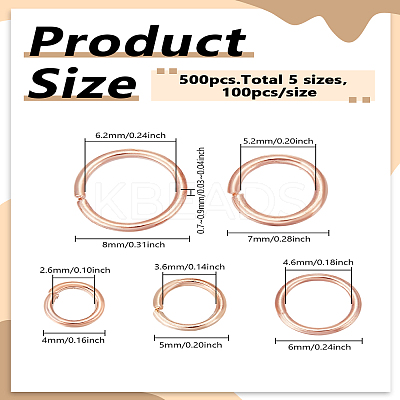 500Pcs 5 Styles Iron Open Jump Rings IFIN-LP0001-40-1