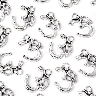 Yoga Theme Tibetan Style Alloy OM Pendants TIBEP-3555-AS-LF-1