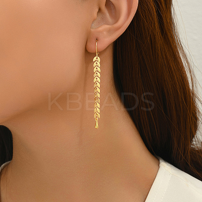 Fashionable Retro Brass Leaf Tassel Hoop Earrings NP2423-1