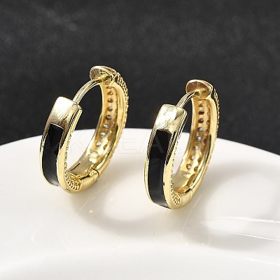 Brass Micro Pave Clear Cubic Zirconia Hoop Earrings EJEW-K276-11G-01-1