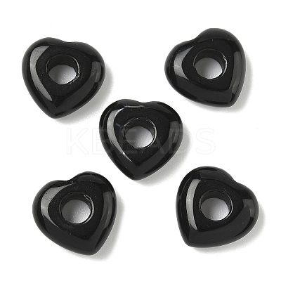 Natural Black Obsidian European Beads G-C252-01A-1