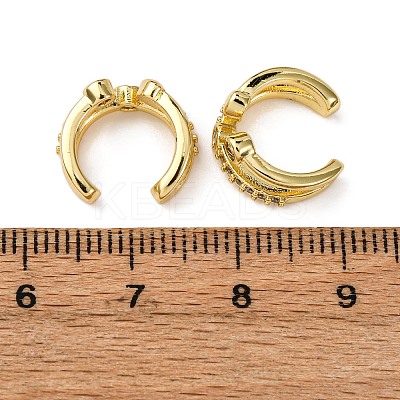 Brass Micro Pave Clear Cubic Zirconia C-Shaped with Heart Cuff Earrings EJEW-D328-05G-02-1
