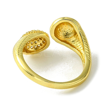Brass Micro Pave Cubic Zirconia Open Cuff Rings RJEW-K256-19G-1