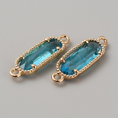 Golden Plated Brass Pave Glass Connector Charms LS-FIND-WH0110-728G-10-1