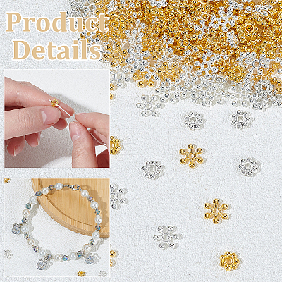 200pcs 4 styles Snowflake Alloy Spacer Beads TIBEB-ME0001-05-1