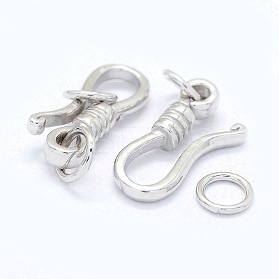 Anti-Tarnish Rhodium Plated 925 Sterling Silver S-Hook Clasps STER-I016-120C-P-1