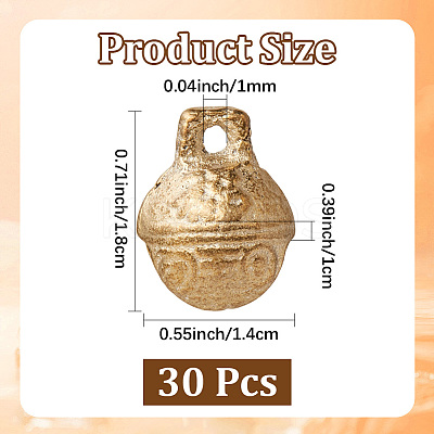 30Pcs Brass Bell Pendants KKB-CN0001-02B-C-1