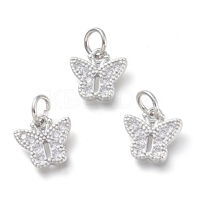 Brass Micro Pave Clear Cubic Zirconia Pendants KK-P188-N01-P-1