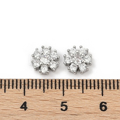 Brass Micro Pave Clear Cubic Zirconia Cabochons KK-P302-13P-1