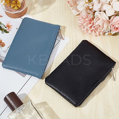 2Pcs 2 Colors Litchi Print PU Leather Zip Pouches ABAG-CP0001-08A-1
