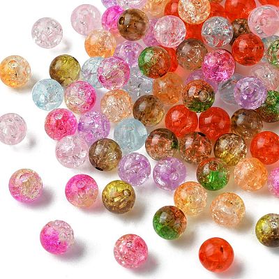 200Pcs 8 Colors Transparent Crackle Acrylic Beads CACR-FS0001-03-1