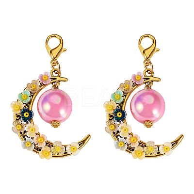 2Pcs Alloy & Resin & Acrylic Pendant Decorations HJEW-TAC0111-1