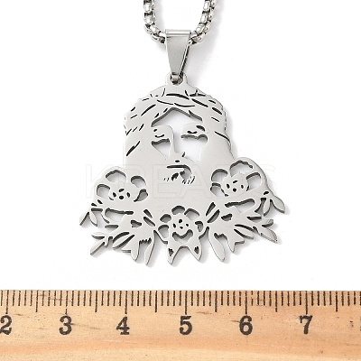 201 Stainless Steel Religion Jesus Pendant Necklaces NJEW-H065-01P-1