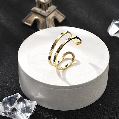 304 Stainless Steel Hollow Cuff Rings for Women LS-RJEW-S395-01G-1