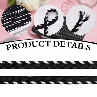 50 Yards Polyester Chenille Furry Braided Lip Cord Trim OCOR-WH0070-154A-1