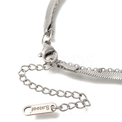 201 Stainless Steel Double Layer Snake Chain Necklaces STAS-B076-03P-1