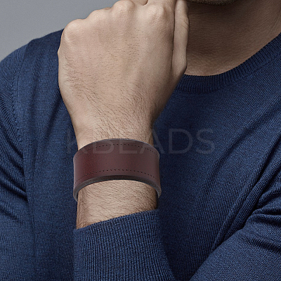 Flat Sided Cowhide Leather Cord Bracelets BJEW-WH20007-09B-1