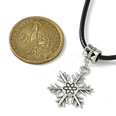 Tibetan Style Alloy Snowflake Pendant Necklaces NJEW-JN04538-1