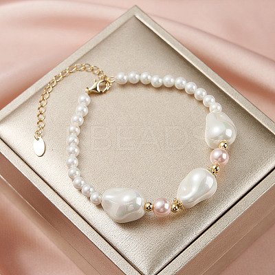Adjustable Shell Pearl Beaded Bracelets BJEW-L692-008G-1