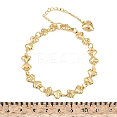 304 Stainless Steel Heart Link Chain Bracelets for Valentine's Day Gift BJEW-D359-17C-G-1