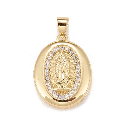 Brass Micro Pave Cubic Zirconia Locket Pendants KK-A161-49G-1